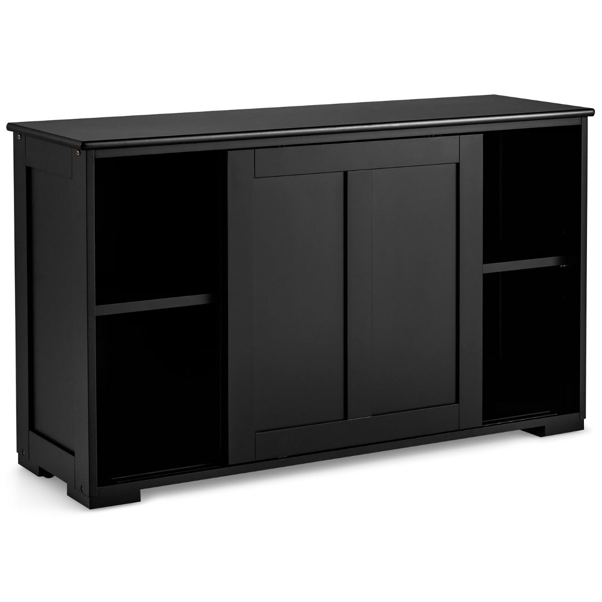 LIVSK Keukenbuffet met Schuifdeuren - Ruime Opbergruimte - Verstelbare Planken - Hoogwaardig MDF - 107 x 33 x 60 cm - Zwart