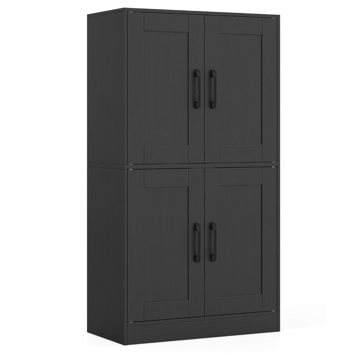Livsk costway keukenkasten in hout vierdeurs dressoir met verstelbare planken staande opbergkast met kantelbeveiliging zwart