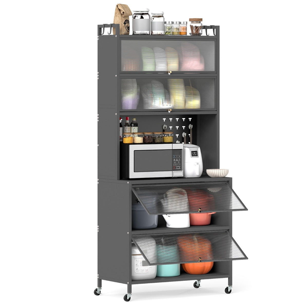 Livsk costway keukenkasten met zes niveaus en een dressoir met opbergkasten