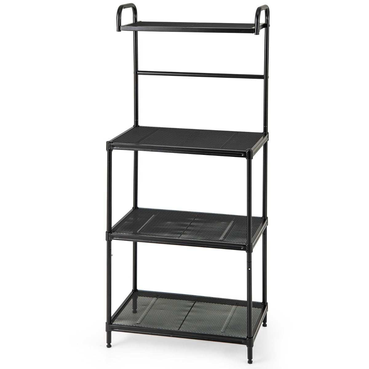 LIVSK Multifunctionele Opbergplank - 4 Laags - Stevig Metalen Frame - Verstelbare Poten - Tot 25 kg per Laag - Zwart