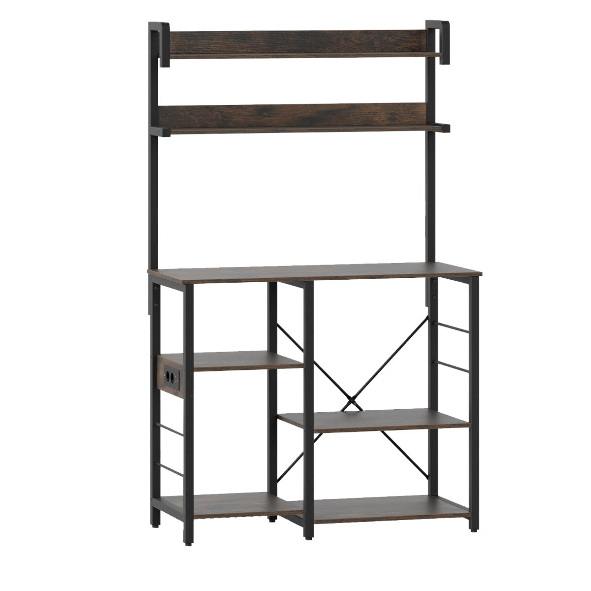 LIVSK Keukenkastje met Oplaadstation - 5-laags met RGB-LED-verlichting - Royale Opbergruimte - Rustiek bruin