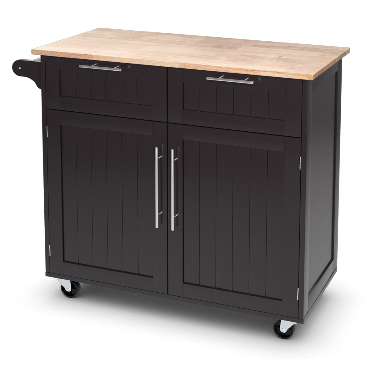 Livsk costway keukenwagen rolling serving trolley met laden en kasten 94 x 455 x 945 cm koffie 1 1