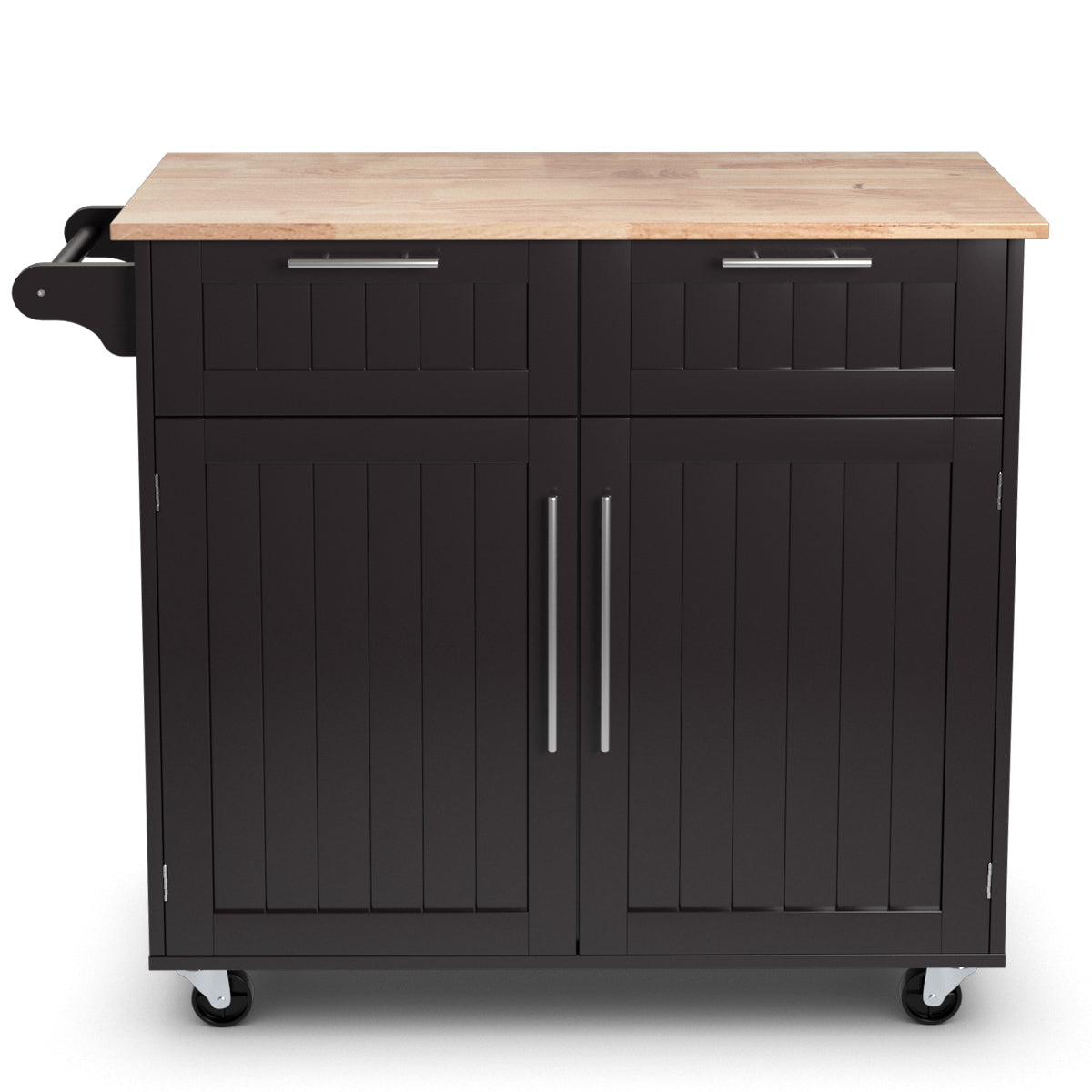 Livsk costway keukenwagen rolling serving trolley met laden en kasten 94 x 455 x 945 cm koffie
