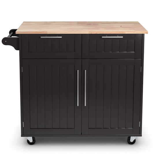 Livsk costway keukenwagen rolling serving trolley met laden en kasten 94 x 455 x 945 cm koffie