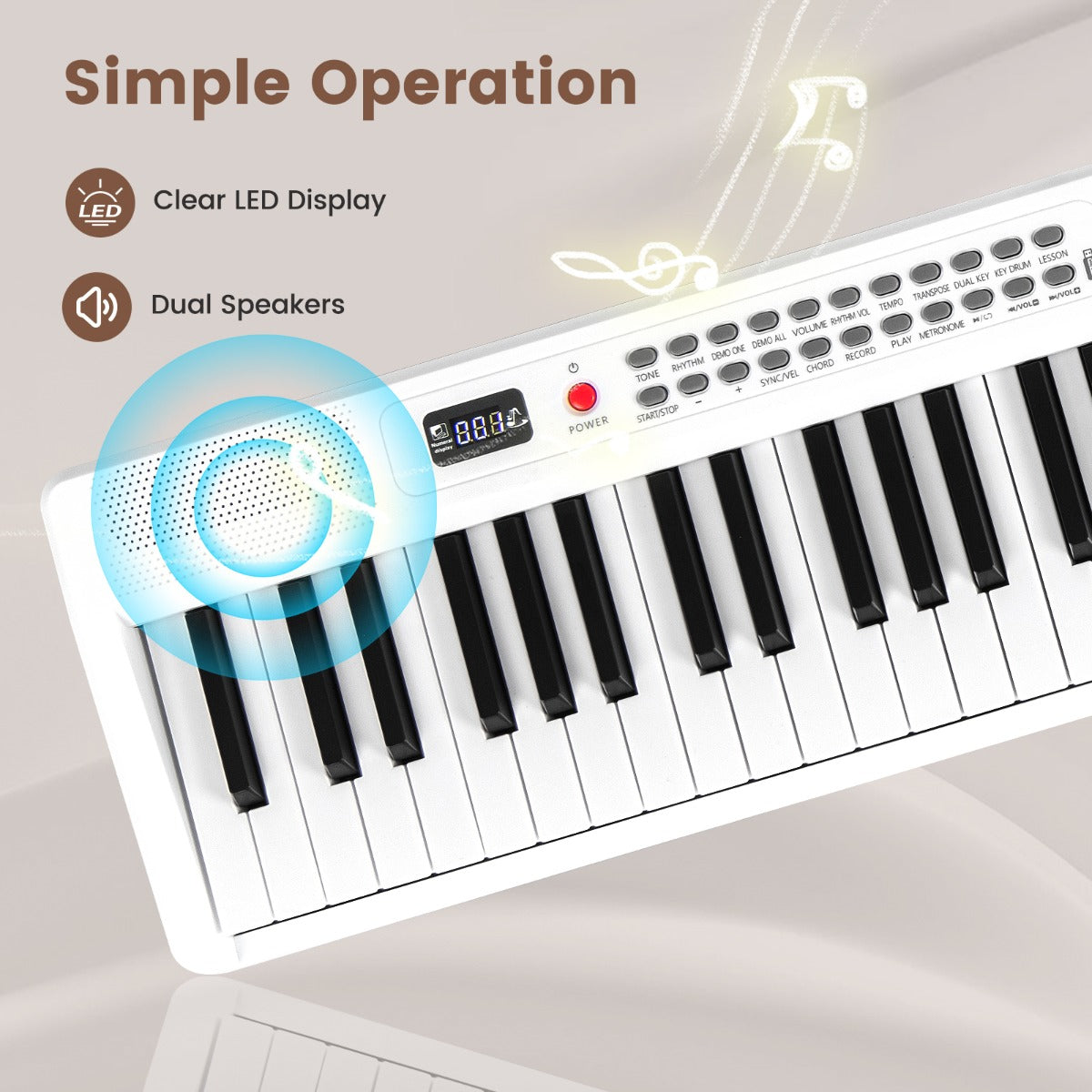 LIVSK Draagbare Keyboard-Piano - Inklapbaar met 88 Toetsen - MIDI - 1000 Ritmes en Klankkleuren - Inclusief Draagtas - Zwart/Wit