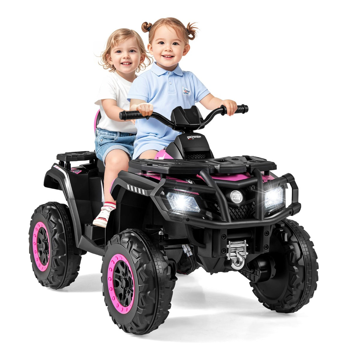 LIVSK Elektrische 2 - zits Kinder - ATV - 4 Motoren - Zachte Start - Interactief Dashboard - Veilig en Comfortabel - Roze