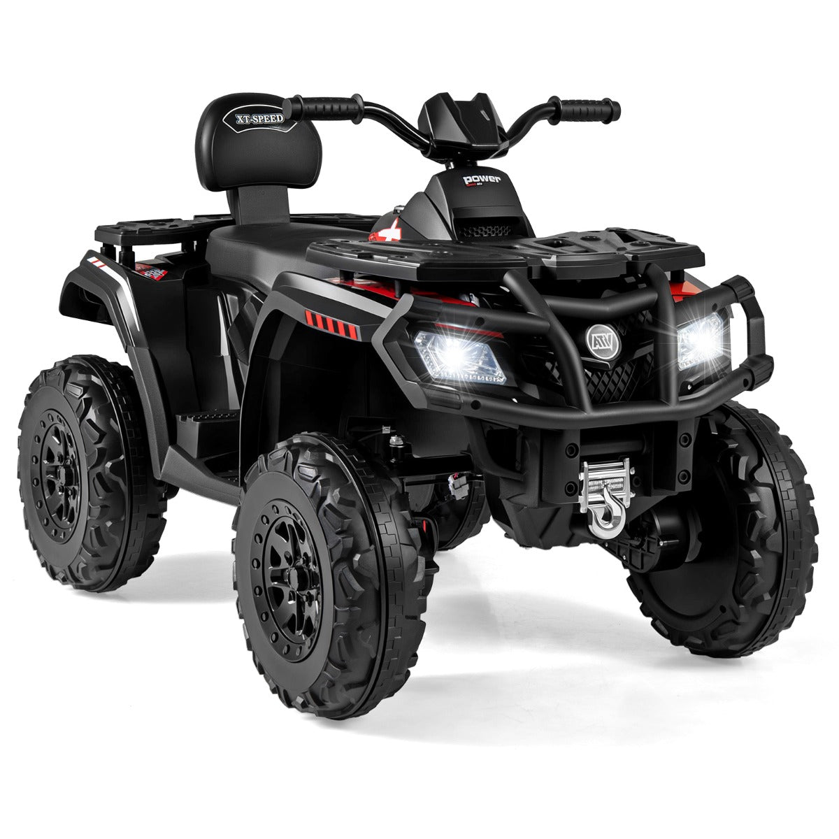LIVSK Elektrische Kinder - ATV - 2 - zits Quad Voertuig - 24V - 4 Motoren - Zachte Start - Interactief Dashboard - Zwart