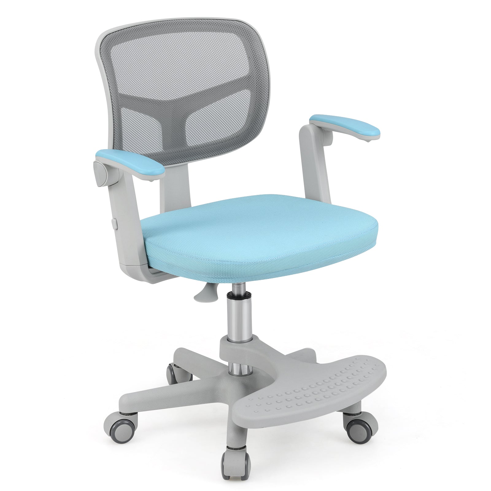LIVSK Kinderstudiestoel - Verstelbare Zithoogte 41-52 cm - 360° Draaibaar - Ergonomische Rugsteun - Blauw
