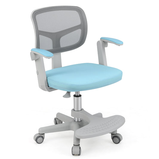 LIVSK Kinderstudiestoel - Verstelbare Zithoogte 41-52 cm - 360° Draaibaar - Ergonomische Rugsteun - Blauw