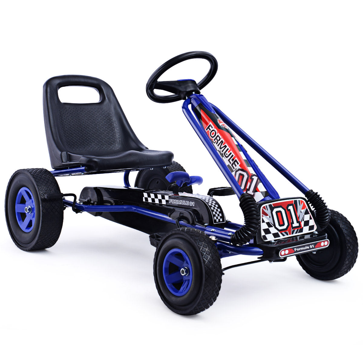 LIVSK Pedaalskelter met Automatisch Balanceersysteem - Vier Wielen voor Stabiliteit - Verstelbare Kuipstoel - Blauw