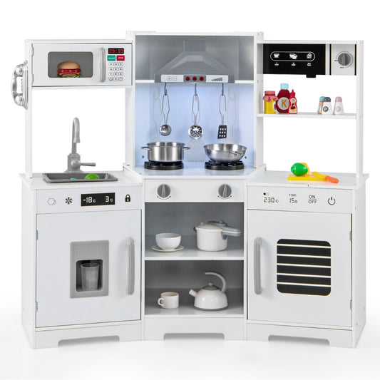 LIVSK Kinder-speelkeuken - Realistische Geluiden en Verlichting - Inclusief Keukenaccessoires - Voor Kinderen vanaf 3 jaar - Wit