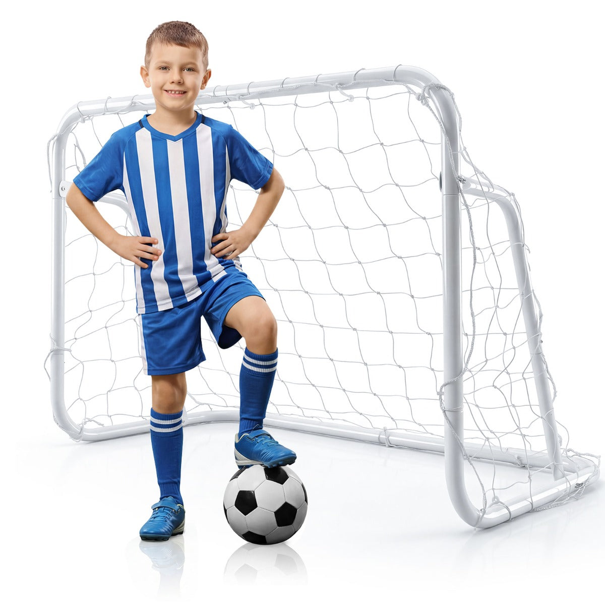 Livsk costway kinder voetbaldoel mini metalen voetbaldoel met net grondankers voor veld tuin 1