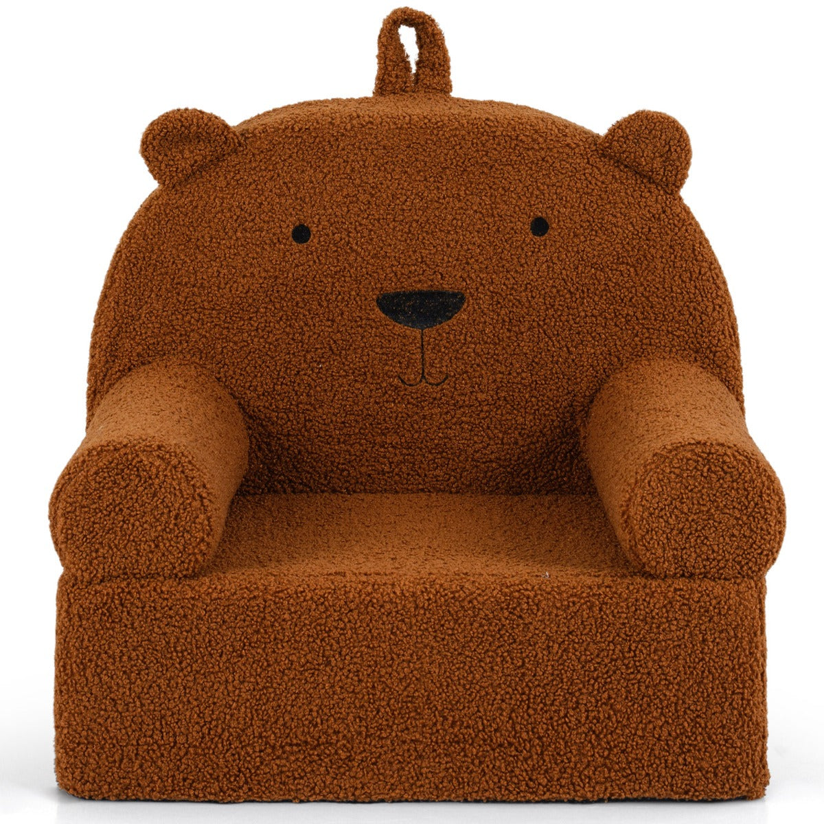 Livsk costway kinderbank beer kinderfauteuil met afneembare teddyfleece hoes schuimrubber draagbare minibank met handvat voor kinderen vanaf 3 jaar