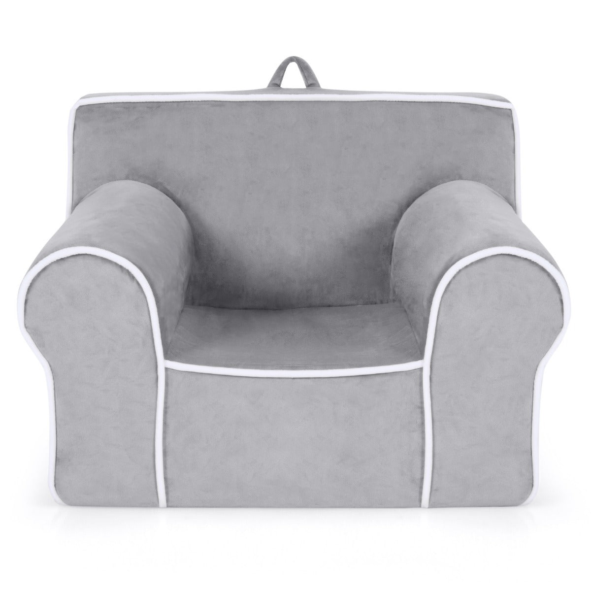 LIVSK Kinderbank - Fluweel met Schuimvulling - Handgreep en Ritssluiting - Draagvermogen tot 43 kg - 68 x 46 x 50 cm - Grijs