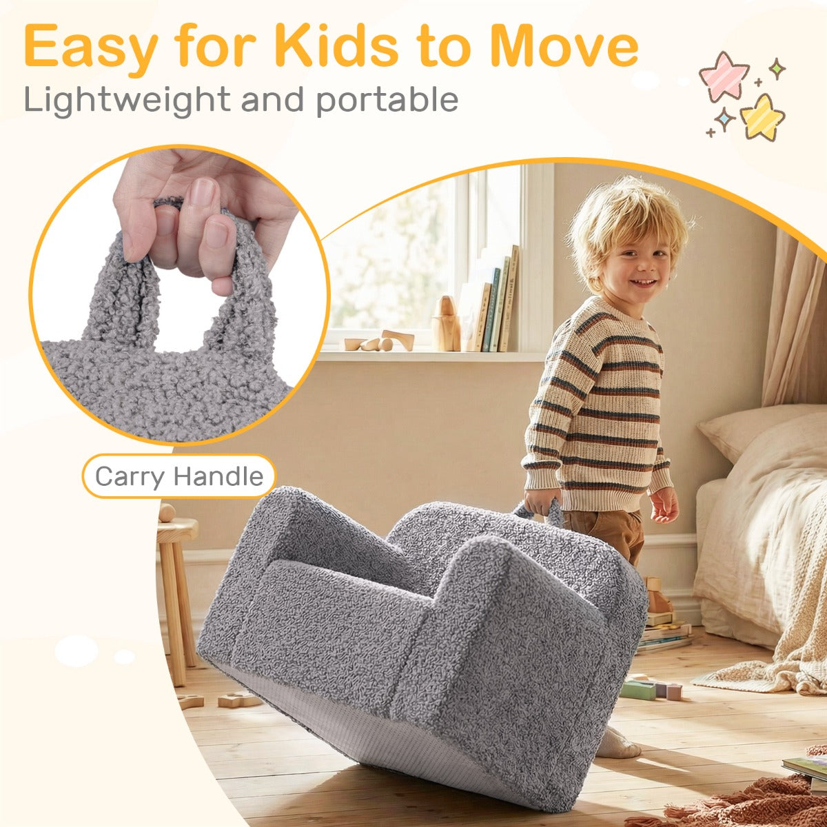 Livsk costway kinderbank minibank met armleuningen en rugleuning gestoffeerde kinderfauteuil met zachte fleecebekleding leesfauteuil voor kinderen 62 x 40 x 41 cm