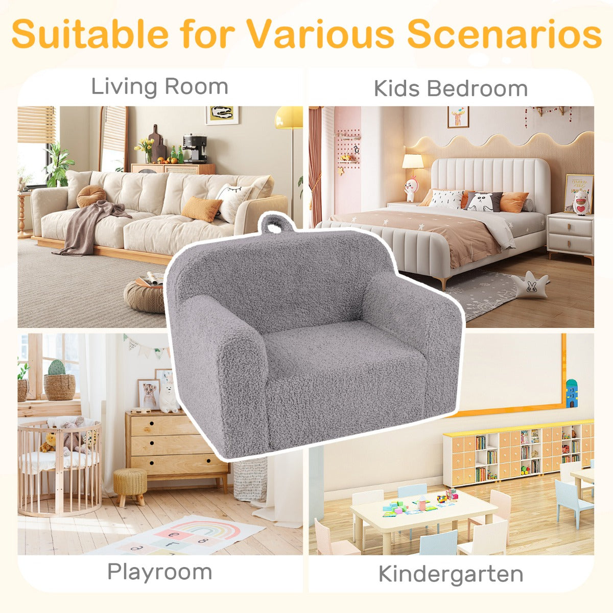 Livsk costway kinderbank minibank met armleuningen en rugleuning gestoffeerde kinderfauteuil met zachte fleecebekleding leesfauteuil voor kinderen 62 x 40 x 41 cm