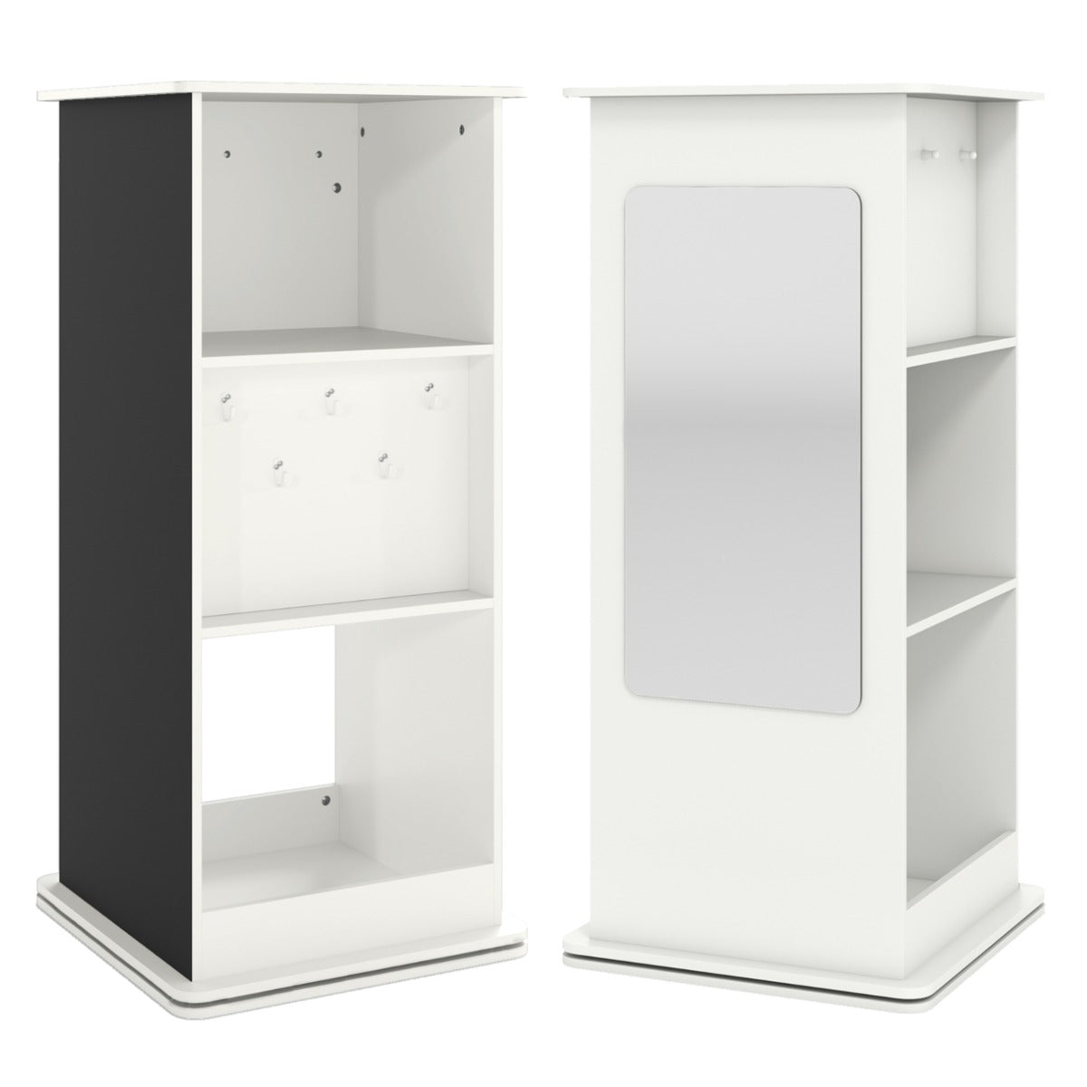 Livsk costway kinderboekenkast houten 360 draaibare hoekunit met schoolbord spiegel haken en open planken 1 1