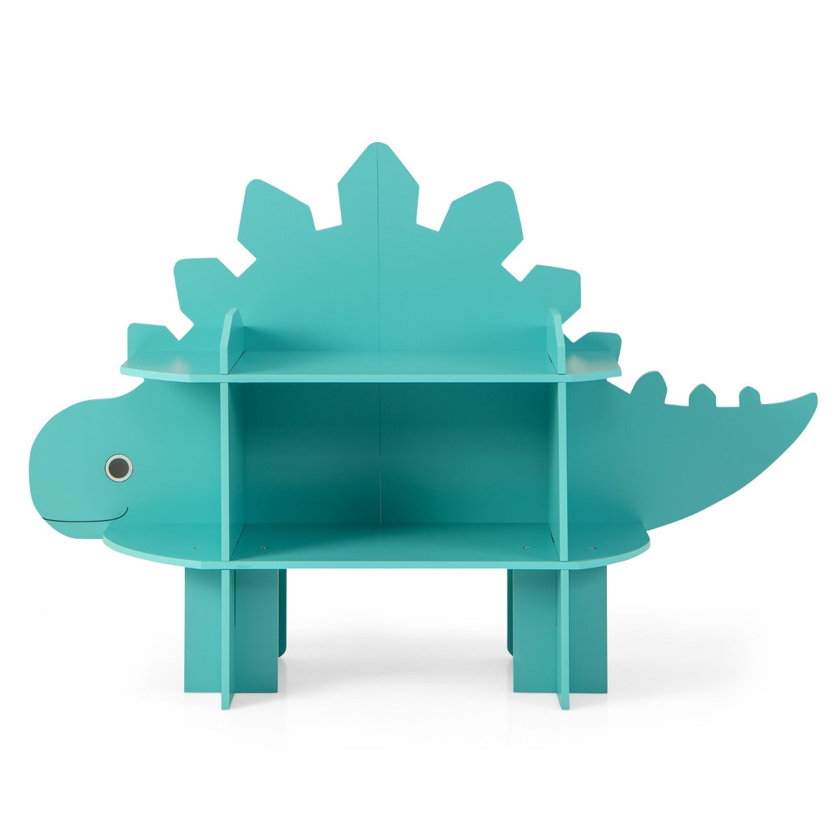 LIVSK Kinderboekenplank Dinosaurusvorm - 2 Niveaus - Anti-kanteling - Stabiliteit - Voor Kinderen 3-12 jaar - Groen