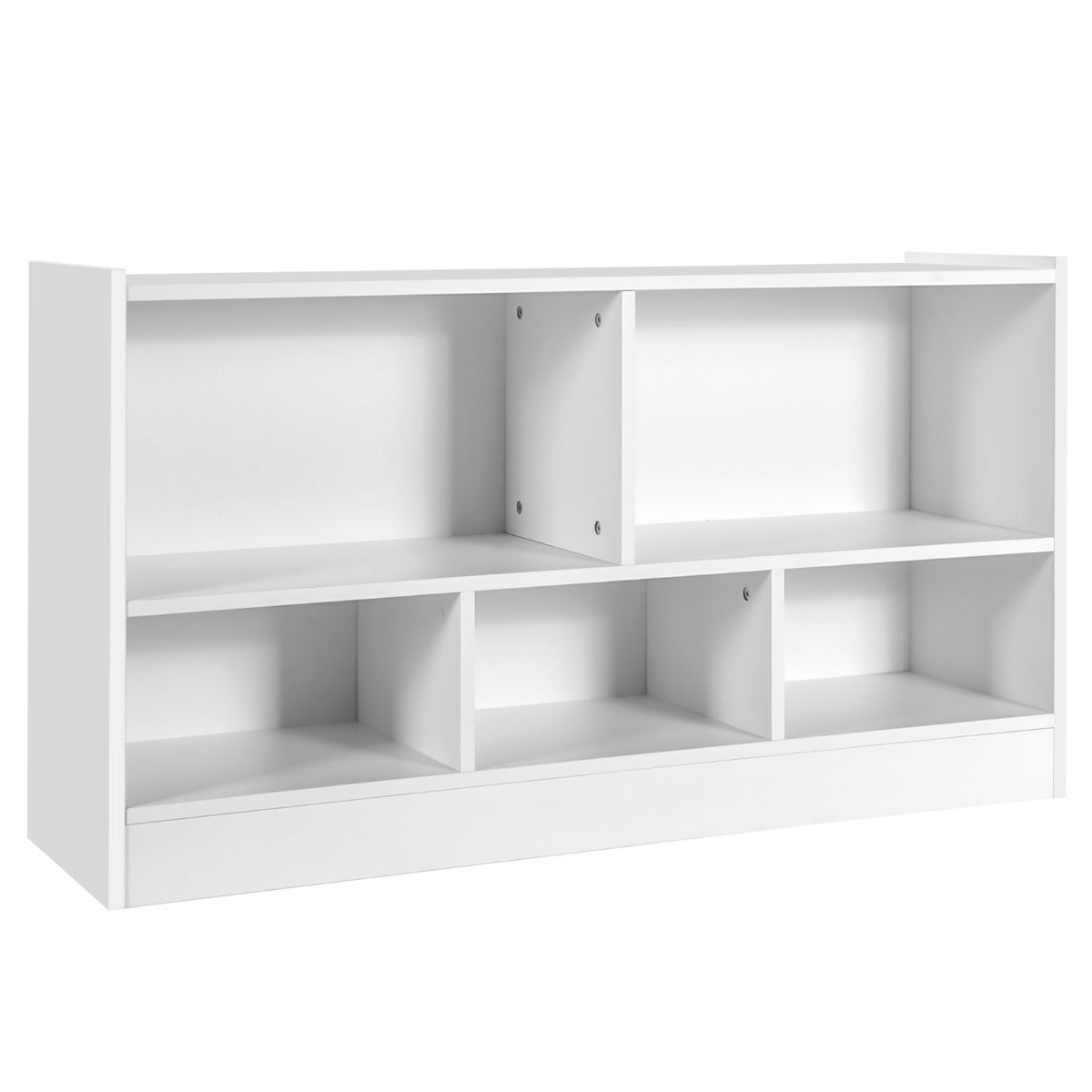 LIVSK Kinderboekenkast - 5 Compartimenten - Veilig en Duurzaam - Kindvriendelijk Ontwerp - 111 x 30 x 61,5 cm - Wit