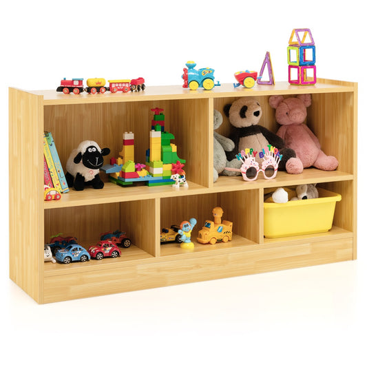 LIVSK Kinderboekenkast - 5 Ruime Kubussen - Kindvriendelijk en Duurzaam - Veilige Opbergplank - 111 x 30 x 61,5 cm - Natuur