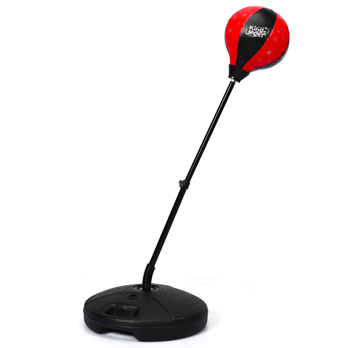 LIVSK Kinderboksset - Verstelbare Bokszakhouder 81-123,5 cm - Duurzaam PE en PVC Leer - Inclusief Bokshandschoenen - Zwart & Rood