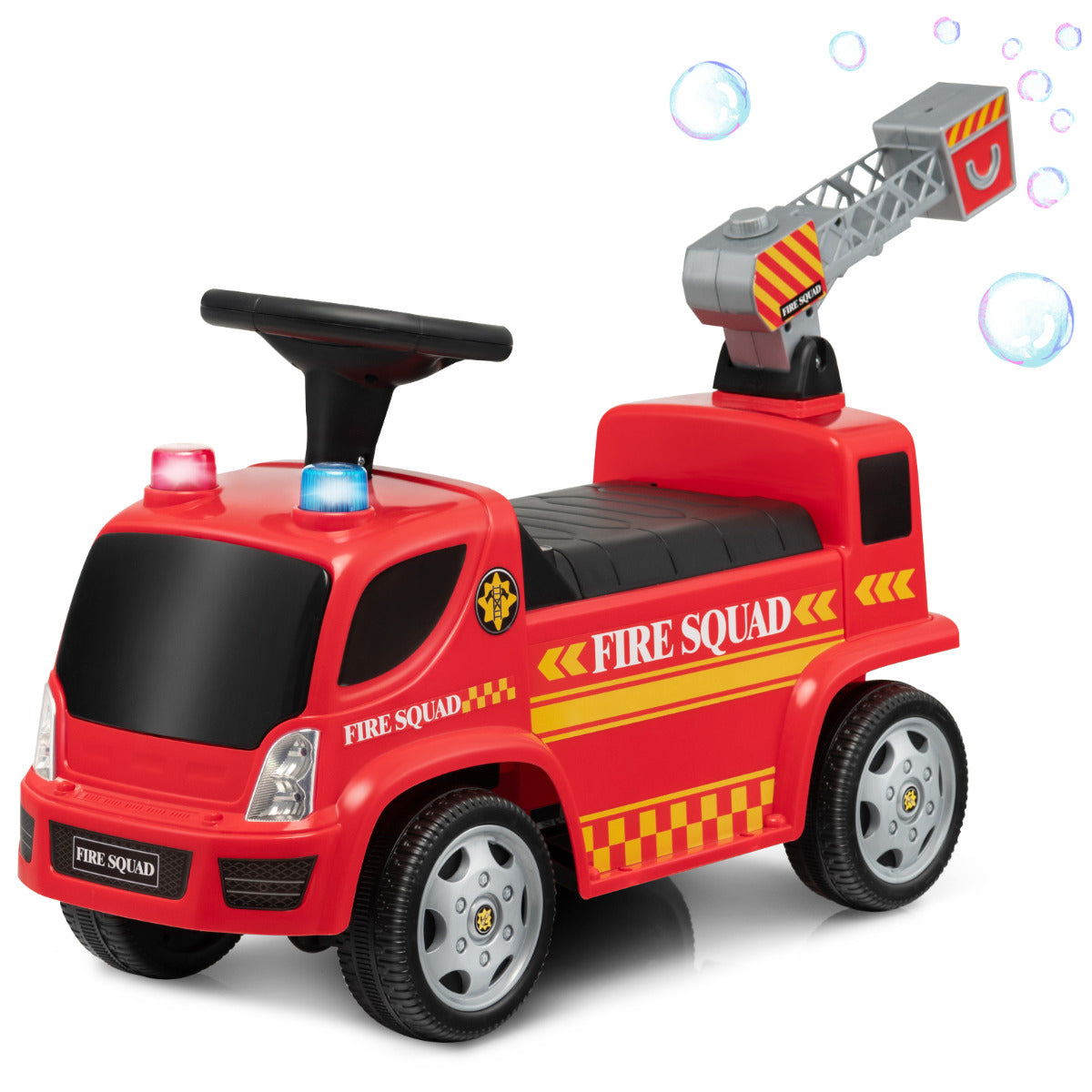 LIVSK Brandweerwagen met Bellenpistool - Realistische Sirenegeluiden - Duurzaam en Stabiel - Voor 18-36 maanden - Rood