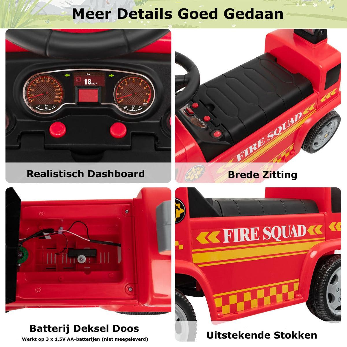 LIVSK Brandweerwagen met Bellenpistool - Realistische Sirenegeluiden - Duurzaam en Stabiel - Voor 18-36 maanden - Rood