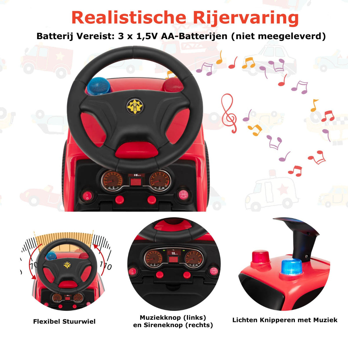 LIVSK Brandweerwagen met Bellenpistool - Realistische Sirenegeluiden - Duurzaam en Stabiel - Voor 18-36 maanden - Rood