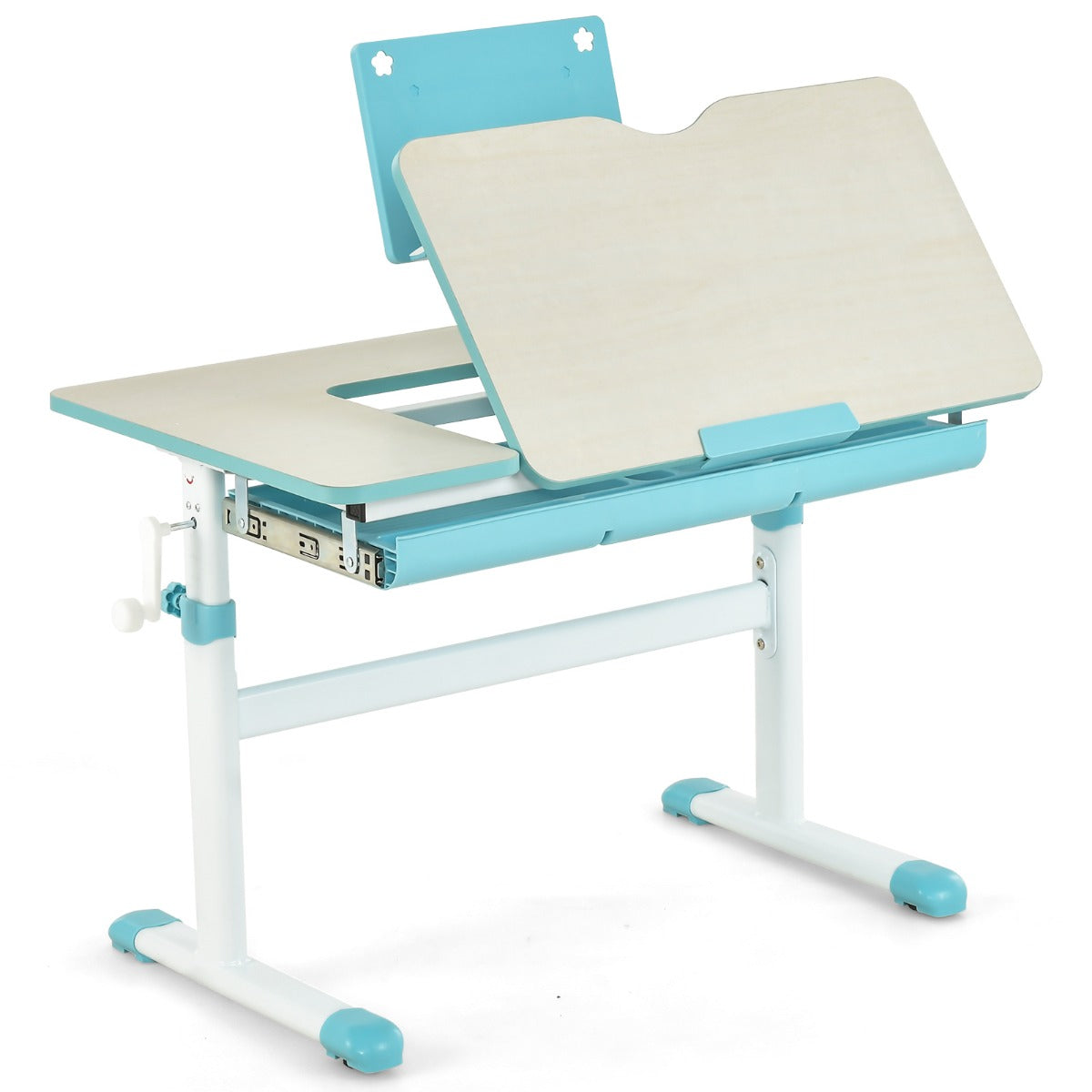 LIVSK Verstelbaar Kinderbureau - Hoogte en Hoek Verstelbaar - Veilig Metalen Frame - Antislip - Tot 80 kg - Blauw