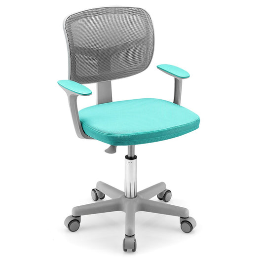 LIVSK Kinderbureaustoel - Ergonomisch Ontwerp - In Hoogte Verstelbaar 80-91,5 cm - 360° Draaibaar - Ademend - Turquoise