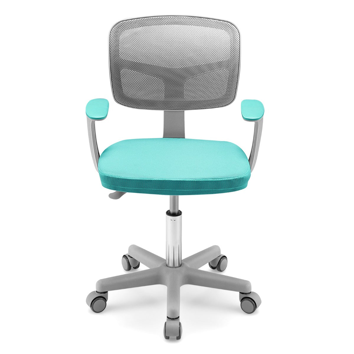 LIVSK Kinderbureaustoel - Ergonomisch Ontwerp - In Hoogte Verstelbaar 80-91,5 cm - 360° Draaibaar - Ademend - Turquoise