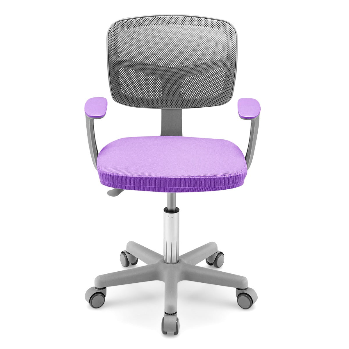 LIVSK Kinderbureaustoel - Ergonomisch Ontwerp - In Hoogte Verstelbaar 80-91,5 cm - 360° Draaibaar - Gewatteerde Zitting - Violet