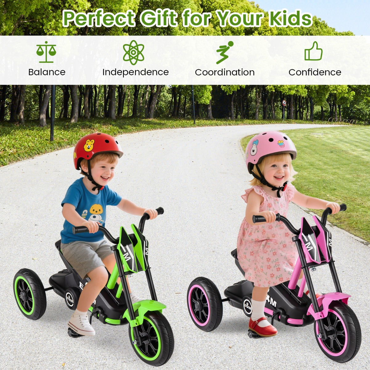 Livsk costway kinderdriewieler een driewielige kinderfiets geschikt voor kinderen vanaf drie jaar groen 6