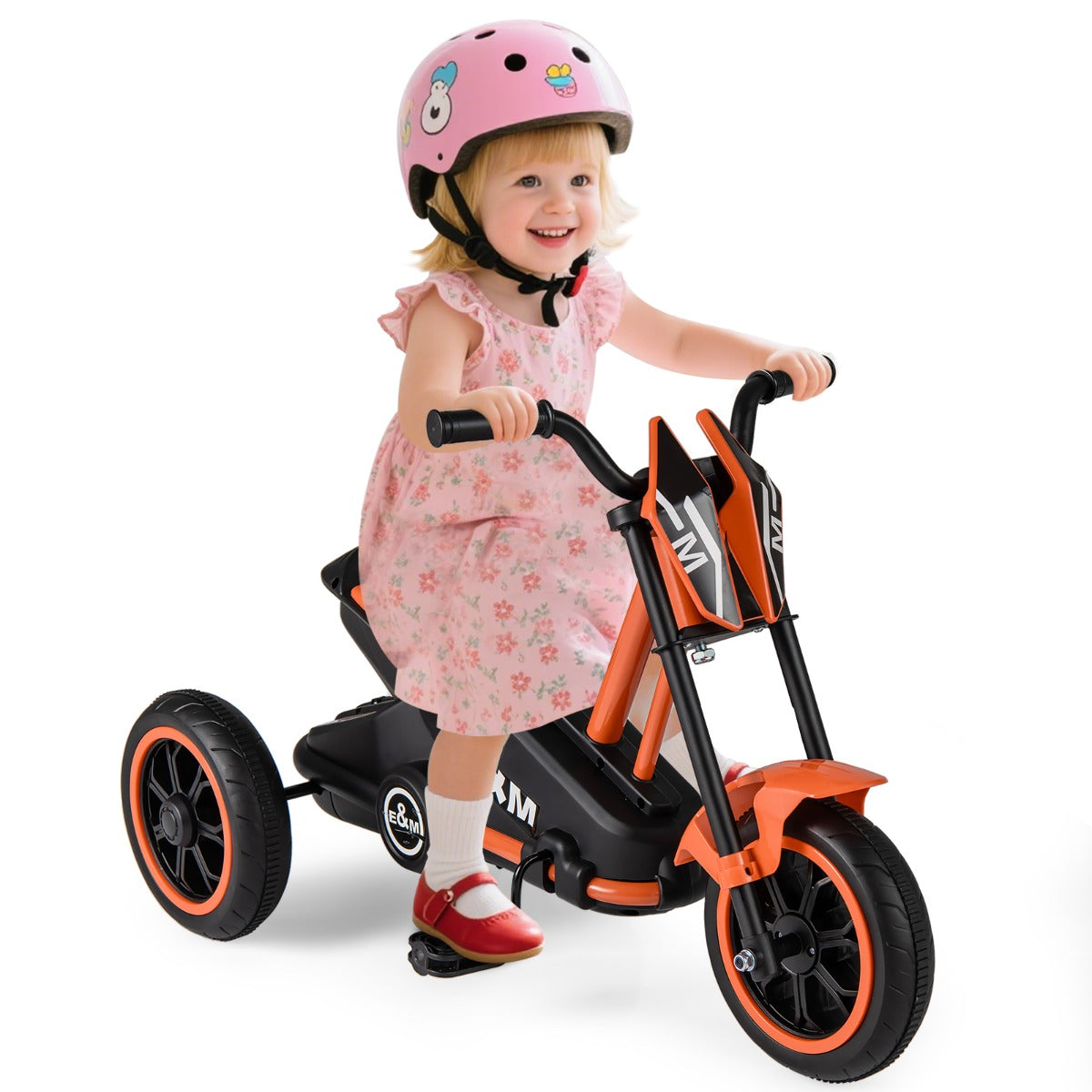 Livsk costway kinderdriewieler een driewielige kinderfiets geschikt voor kinderen vanaf drie jaar oranje