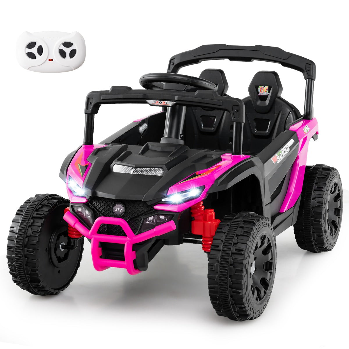 LIVSK Elektrische Kinderauto UTV-truck - Afstandsbediening - 12V - 2 motoren - Voor kinderen vanaf 3 jaar - Roze