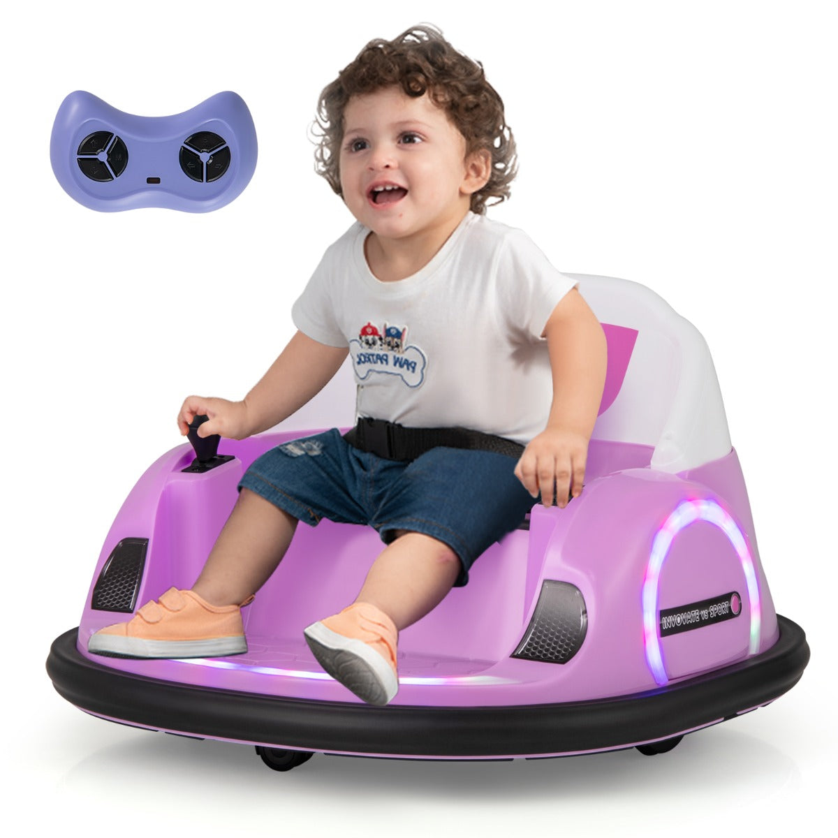 LIVSK Elektrische Autoscooter voor Kinderen - 2 Bestuurbare Modi - Draadloze Afstandsbediening - 360° Draaien - Roze