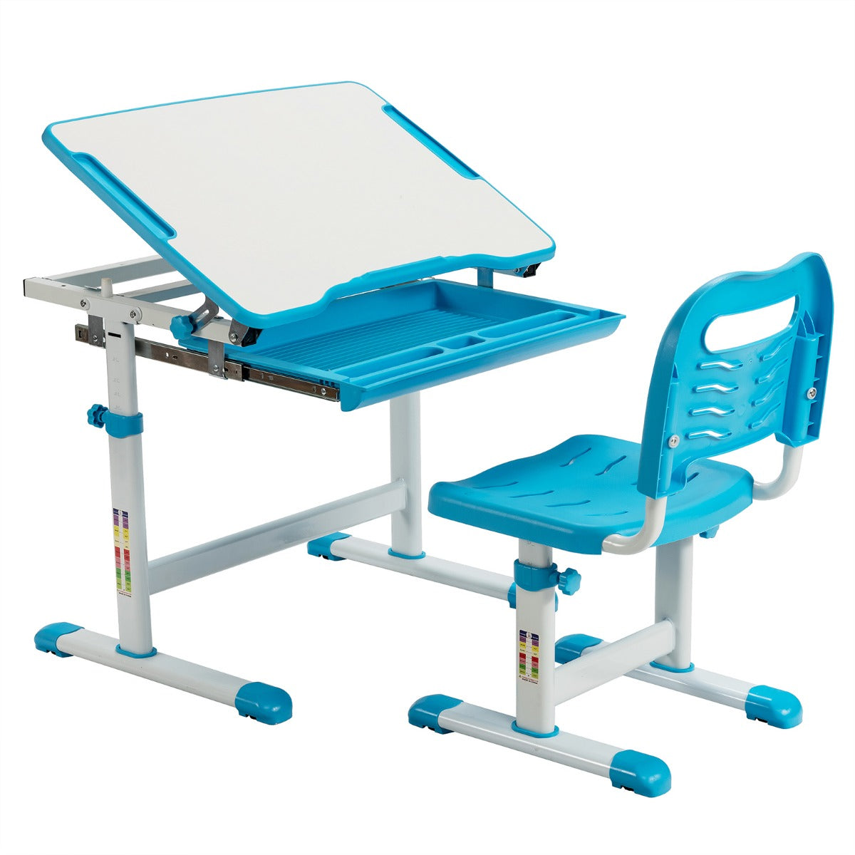 LIVSK Verstelbare Kindertafelset - Hoogte verstelbaar - Ergonomisch - Gekanteld Tafelblad - Voor Kinderen 4 jaar + - Blauw