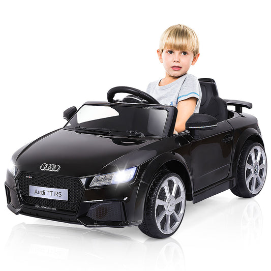 Livsk costway kinderen rijden op auto audi ttrs 12v batterij aangedreven rijden op auto met 2 motoren mp3 muziek hoge lage snelheden zwart