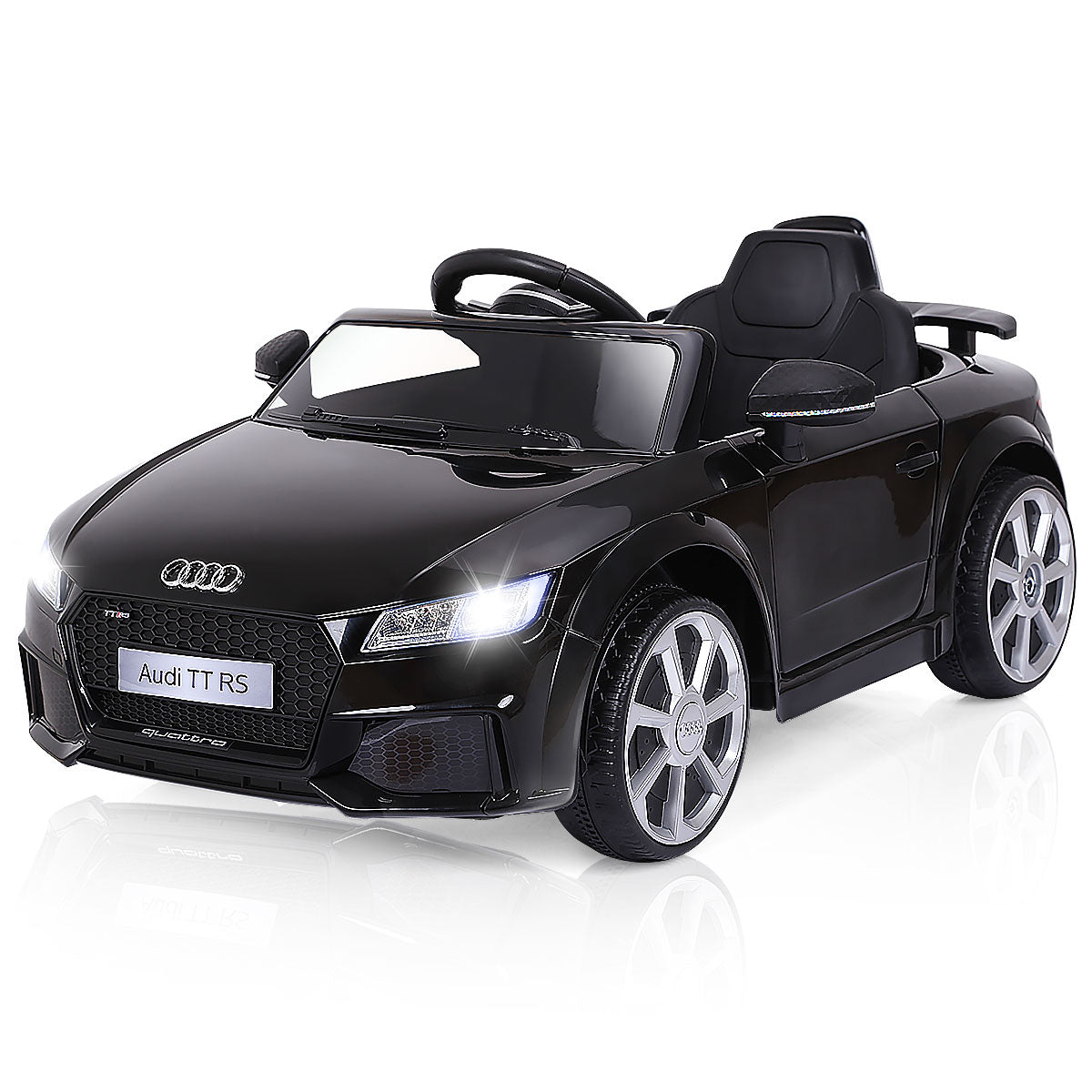 LIVSK Elektrische Kinderauto met Afstandsbediening - MP3 en USB - Veiligheidsgordel - 3-5 km/u - 104 x 63,5 x 45,5 cm - Zwart
