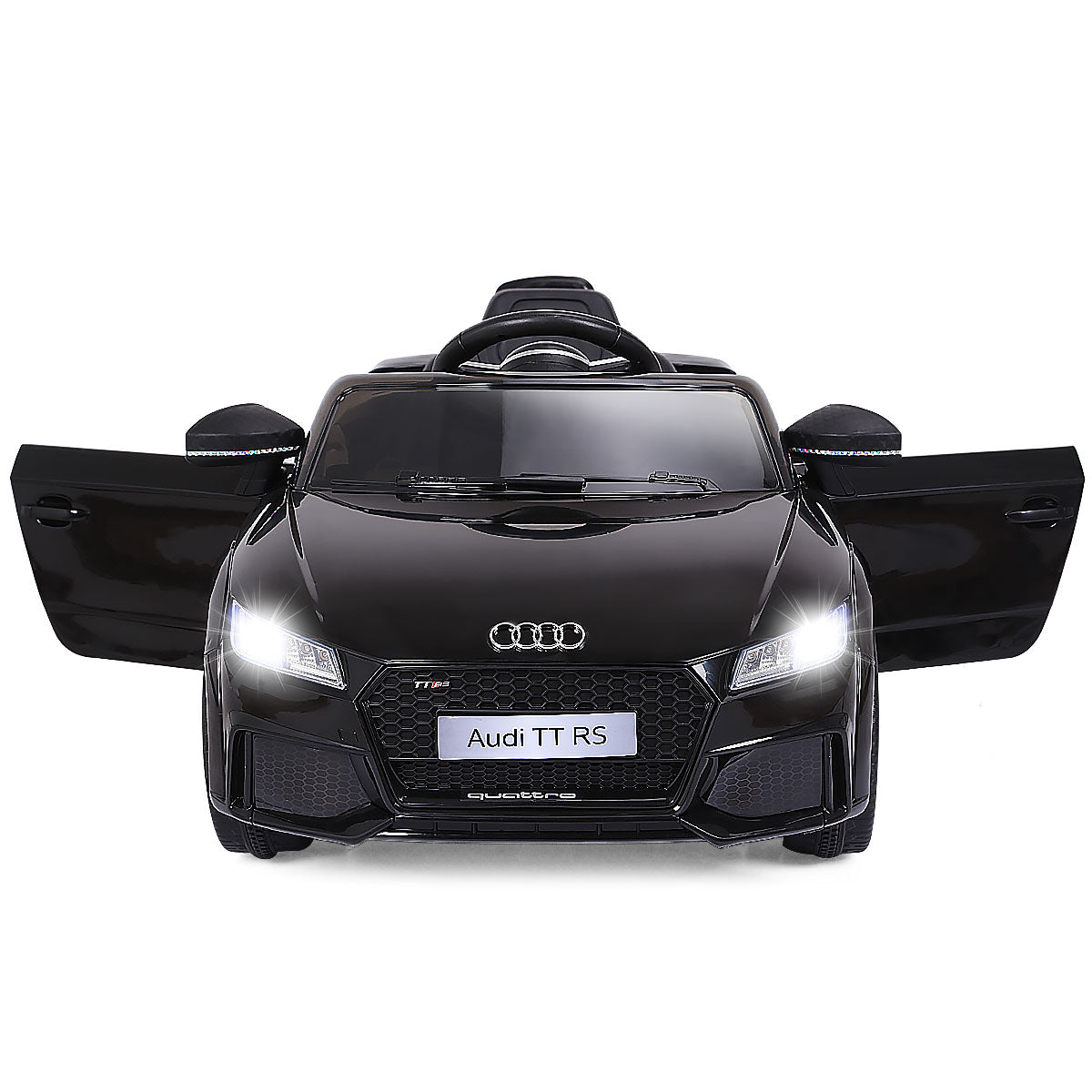 LIVSK Elektrische Kinderauto met Afstandsbediening - MP3 en USB - Veiligheidsgordel - 3-5 km/u - 104 x 63,5 x 45,5 cm - Zwart