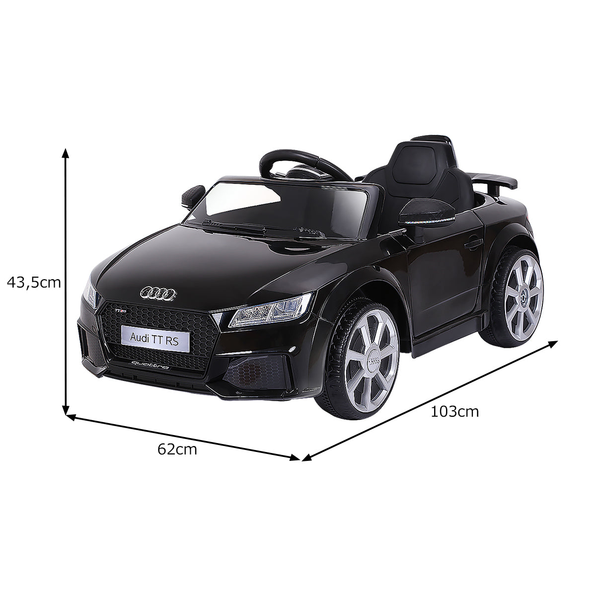 LIVSK Elektrische Kinderauto met Afstandsbediening - MP3 en USB - Veiligheidsgordel - 3-5 km/u - 104 x 63,5 x 45,5 cm - Zwart