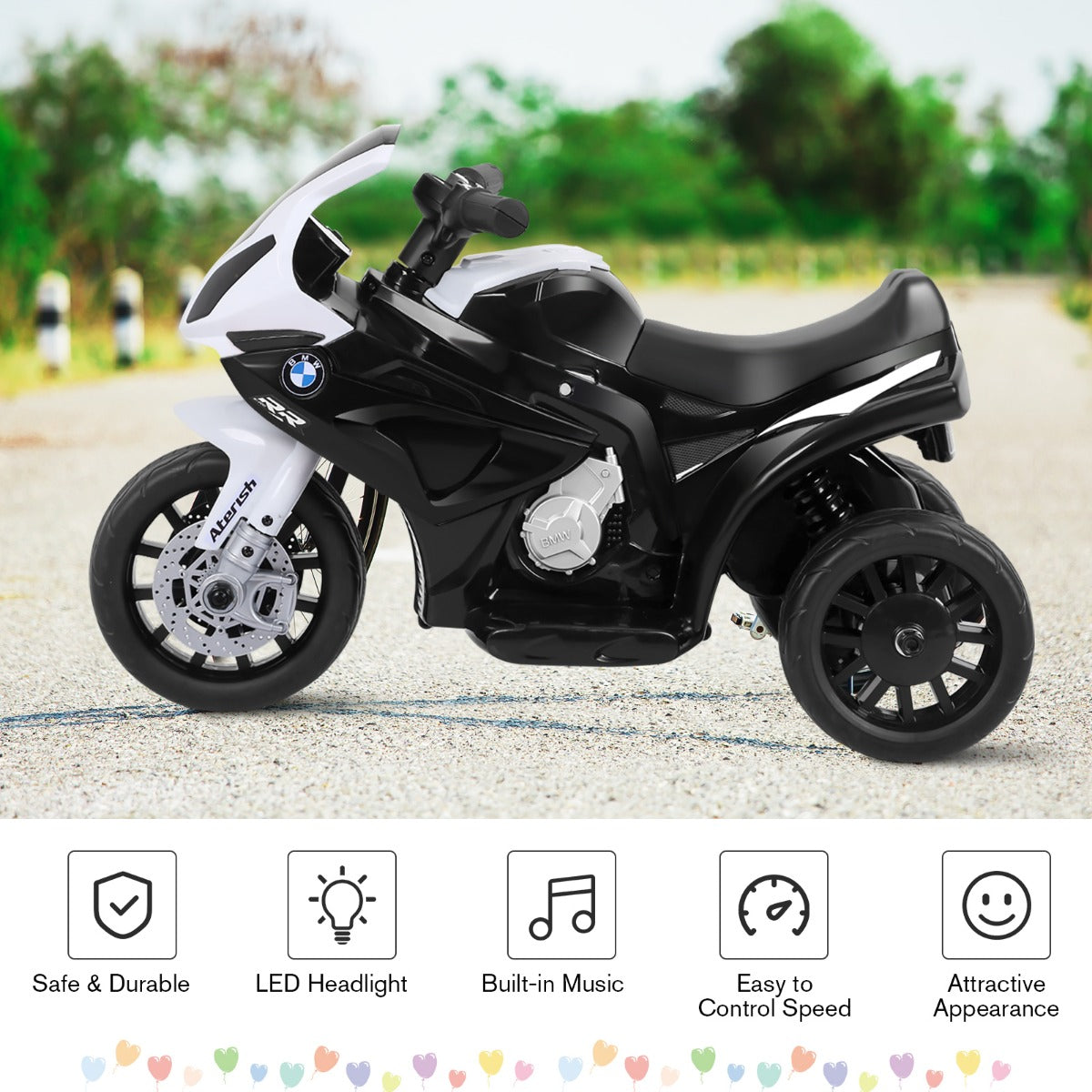 LIVSK Kindermotorfiets - Veilig en Comfortabel - 3 Wielen - Ingebouwde Muziekmodus - Voor Kinderen 18-36 maanden - Zoals afgebeeld