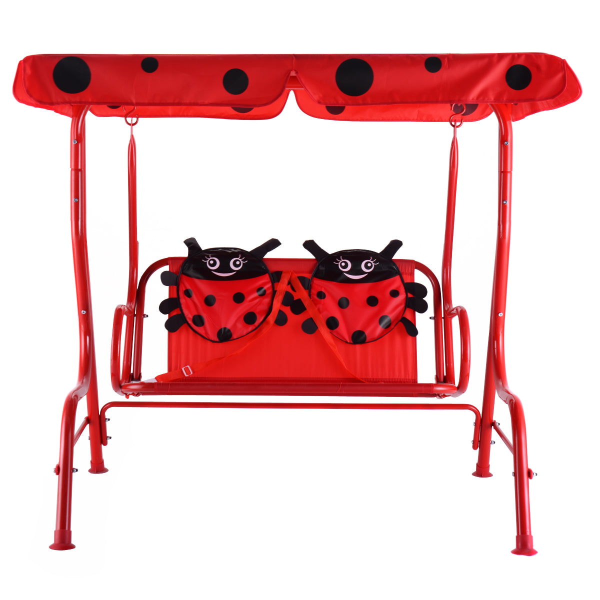 LIVSK Kinderpatio Schommel - Veiligheidsgordel - Afneembare Luifel - Antislipvoetjes - Tot 80 kg - 117 x 78 x 116 cm - Rood