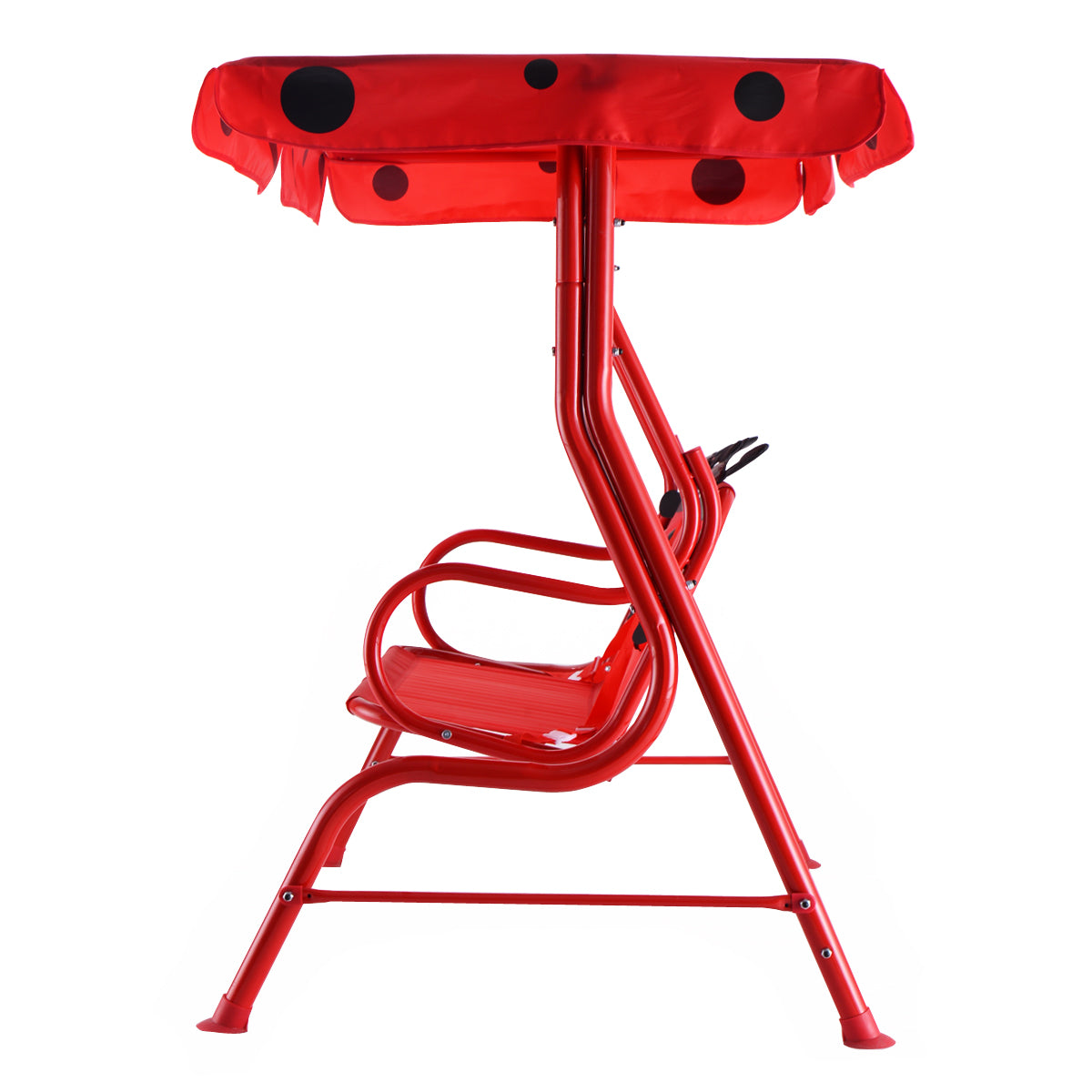 LIVSK Kinderpatio Schommel - Veiligheidsgordel - Afneembare Luifel - Antislipvoetjes - Tot 80 kg - 117 x 78 x 116 cm - Rood