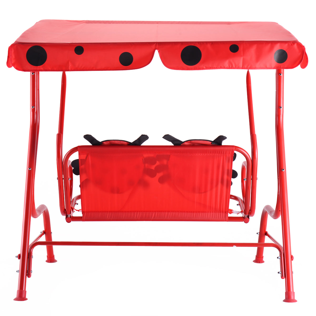 LIVSK Kinderpatio Schommel - Veiligheidsgordel - Afneembare Luifel - Antislipvoetjes - Tot 80 kg - 117 x 78 x 116 cm - Rood