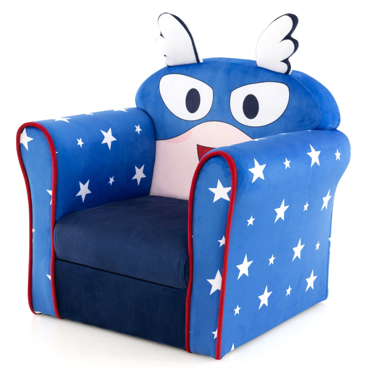 LIVSK Kinderstoel - Ergonomische Rugleuning - Fluwelen Bekleding - Lichtgewicht - Tot 50 kg - Donkerblauw