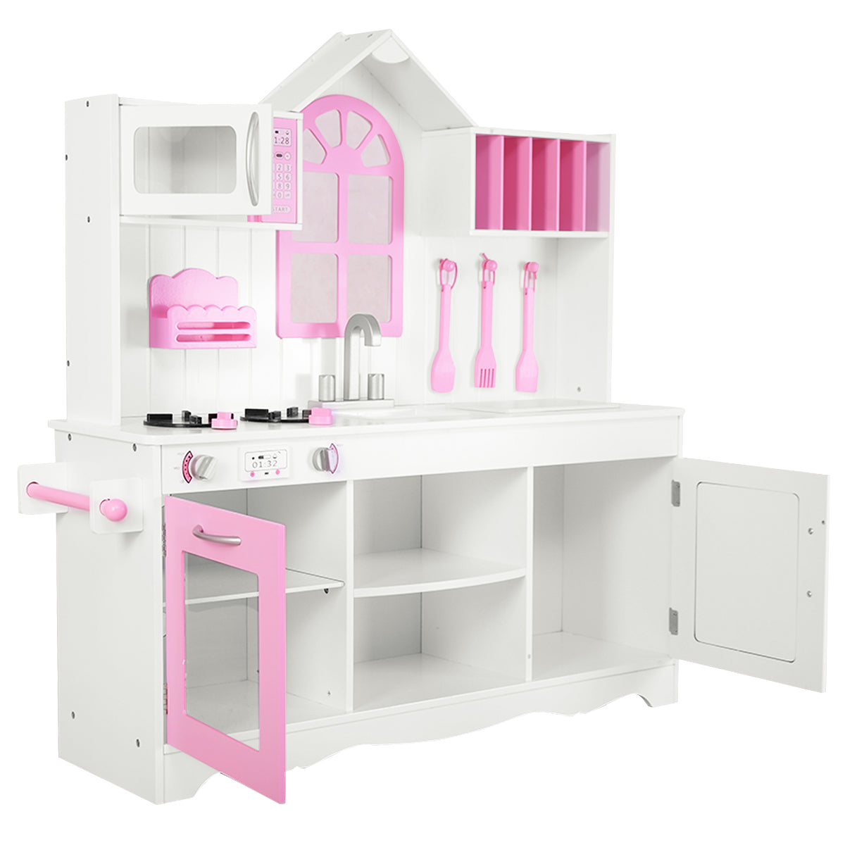 LIVSK Houten Kinderkeuken - Veilig en Duurzaam - Realistische Accessoires - Voor Peuters vanaf 3 jaar - 109 x 32 x 106,5 cm -