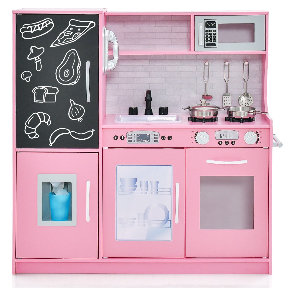LIVSK Speelkeuken - Magnetron, Oven, Ijsmachine - Veilig Ontwerp met Opbergruimte - Voor Kinderen 3-6 jaar - Roze