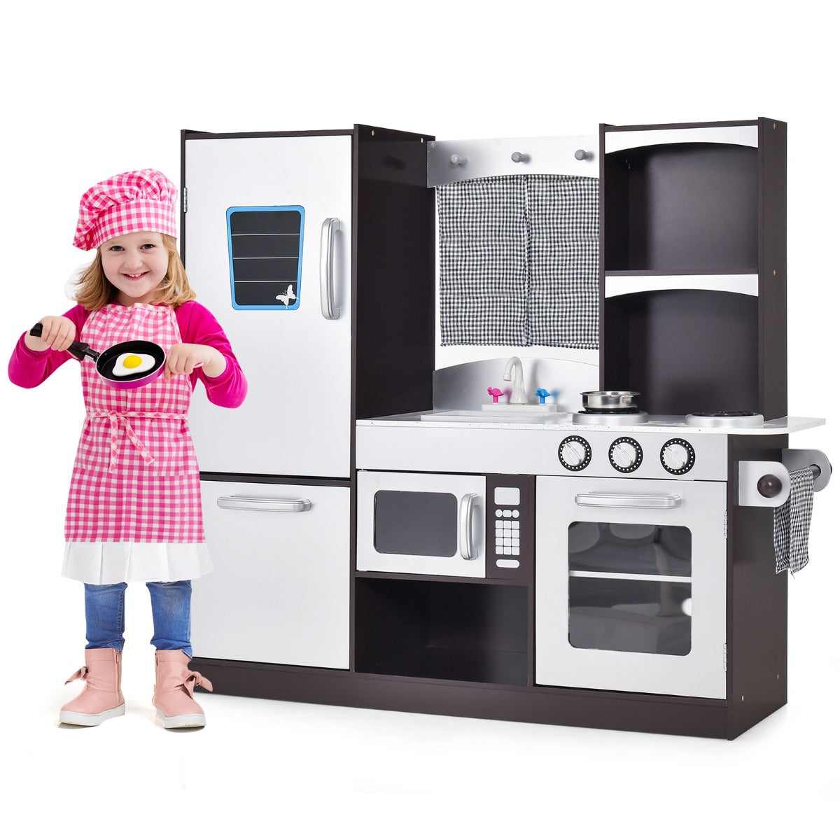 LIVSK Keukenspeelset voor Kinderen - Realistisch met Magnetron en Oven - Veel Opbergruimte - Veilig en Duurzaam - Koffie