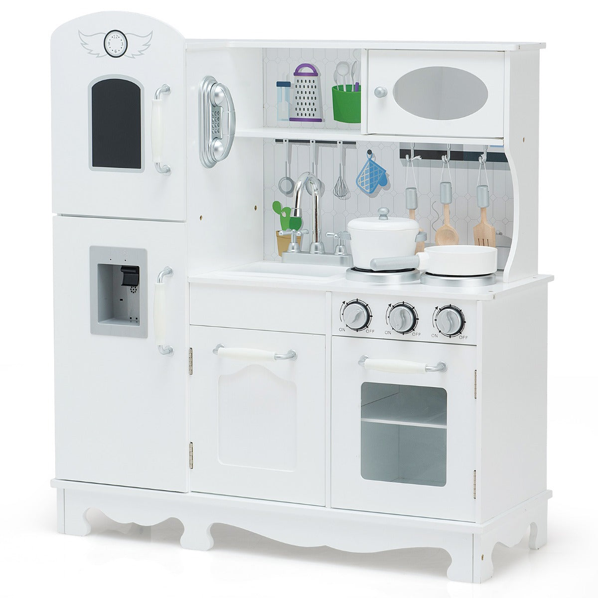 LIVSK Speelkeuken voor Kinderen - Realistisch Design met Gootsteen en Koelkast - Inclusief Keukenaccessoires - 79 x 30 x 88,5 cm